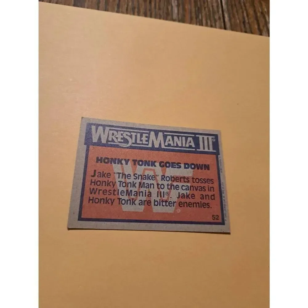 Vintage 1987 Topps WWF WrestleMania III Trading Card 52 Honky Tonk Jake Roberts